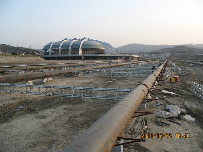 武当山太极湖新区大型水上悬浮式水幕电影音乐喷泉工程 现场施工相片